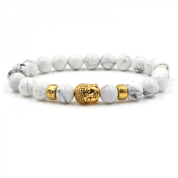 Four Color Beads & Gold Buddha Bracelet