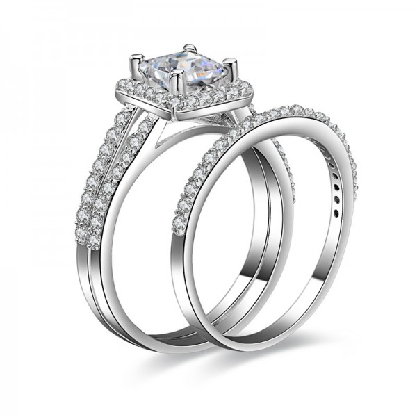Rhombus SONA Diamond Sterling Silver Cubic Zirconia Engagement Ring ...