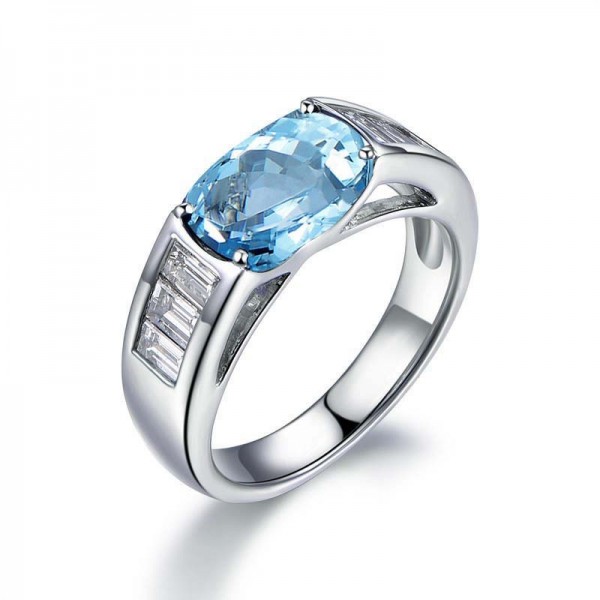 Blue Topaz Sterling Silver Lady’s Promise Ring Wedding Ring