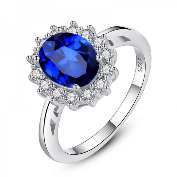 Dazzling Sapphire S925 Silver 18K Gold Finger Ring For Women ...