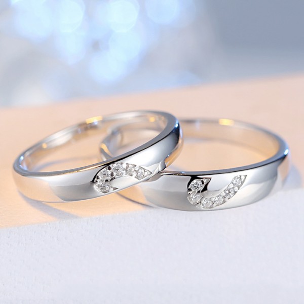 Sterling Silver And Crystal Heart Lover's Rings(Price For A Pair ...