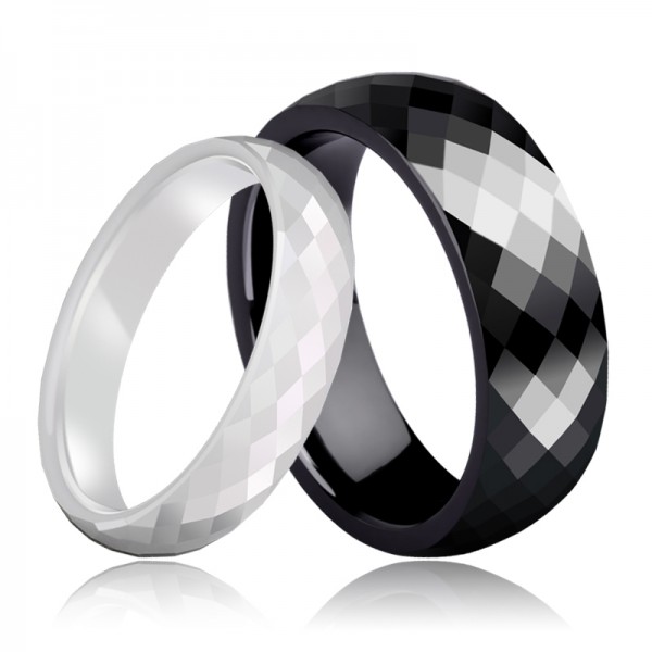 Black And White Space Ceramics Couple Rings - Couple Rings