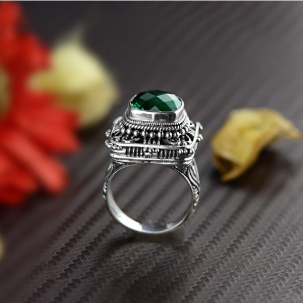 Noble Domineering S925 Sterling Silver Inlaid Stone Carved Hollow Big ...