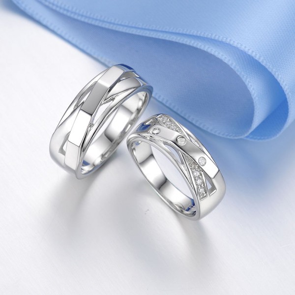 Original Mesh Design S925 Silver Romantic Couple Rings - Couple Rings
