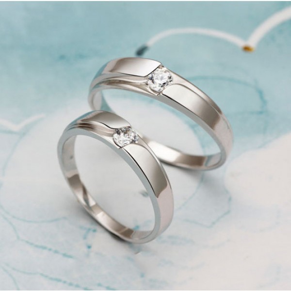 925 Silver Lettering Simulation Couple Rings - Couple Rings