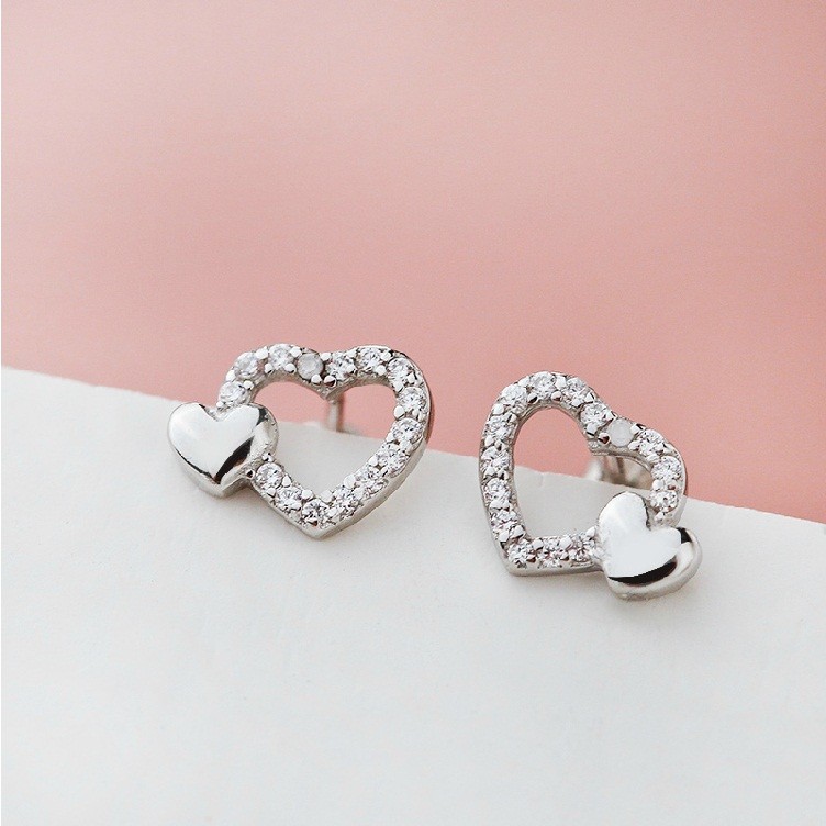 Sweet Hollow Heart-Shaped 925 Silver Fashion Temperament Earrings