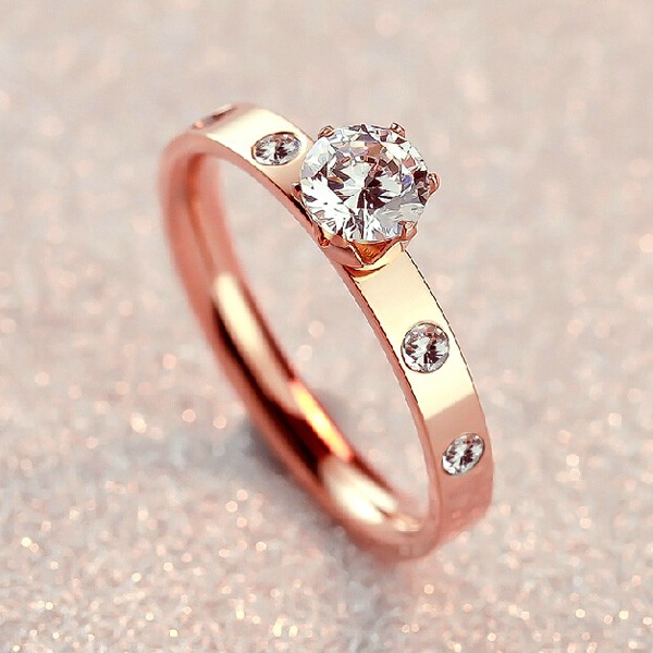 Latest 18K Rose Gold Engagement Ring With Rhinestone - Engagement Rings