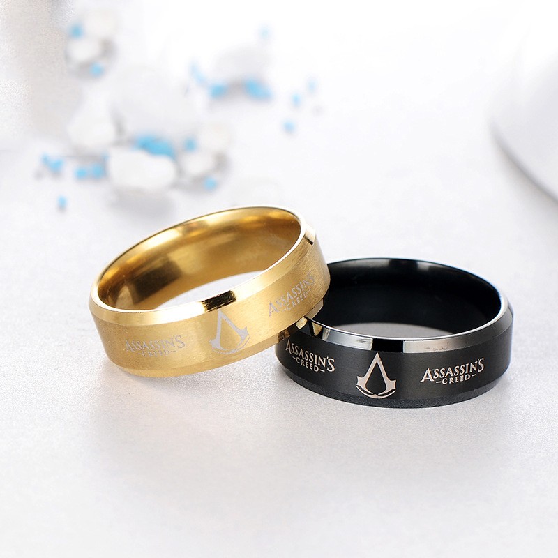 8mm Assassin's Creed Gold Stainless Steel Band Ring US SELLER 