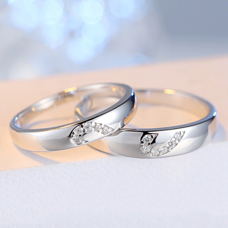 Sterling Silver And Crystal Heart Lover's Rings(Price For A Pair ...