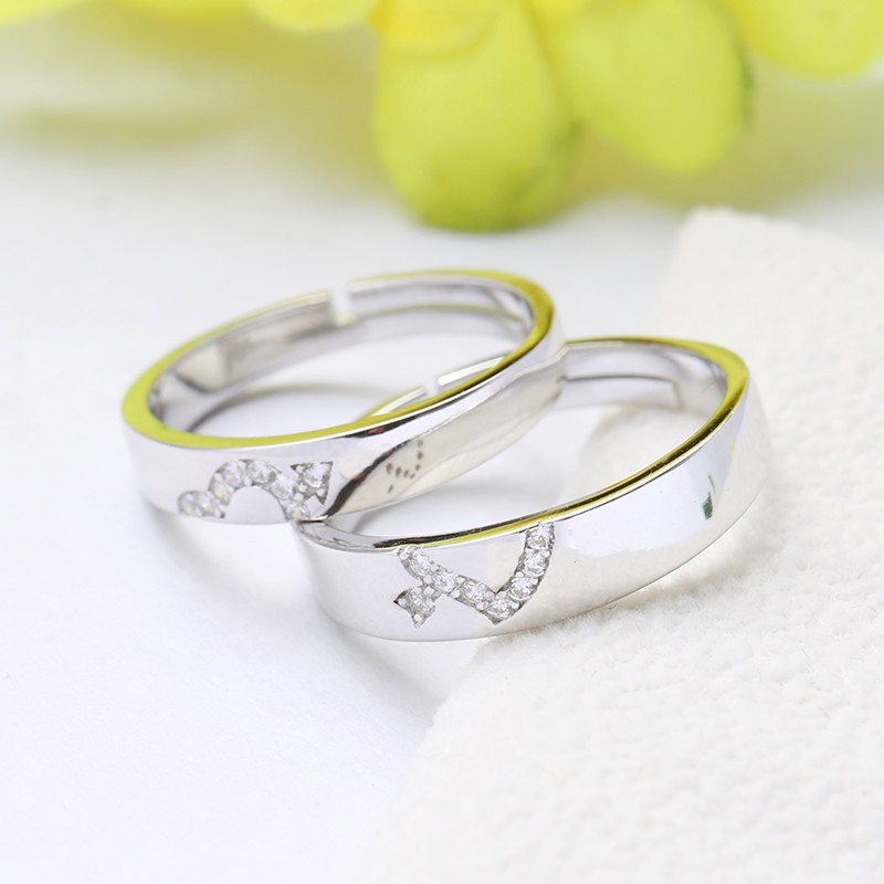 925 Silver Eros Stone Mandrel To Live Lettering Couple Rings - Couple Rings