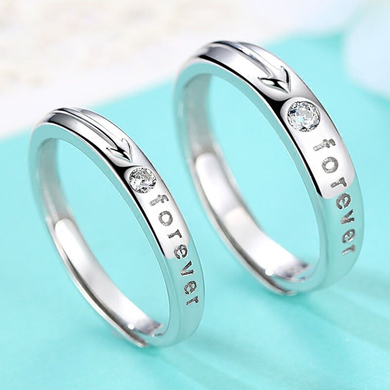 Creative 925 Sterling Silver Electric Rhodium Couple Rings - Couple Rings