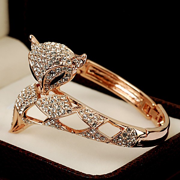 Lovely Fox-Shaped Rose Gold All-Match Bracelet For Women, Silver Charms ...