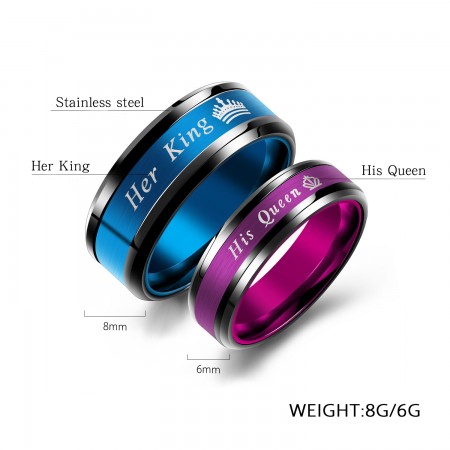 Hot New Purple His Queen And Blue Her King Promise Rings For Couples Price For a