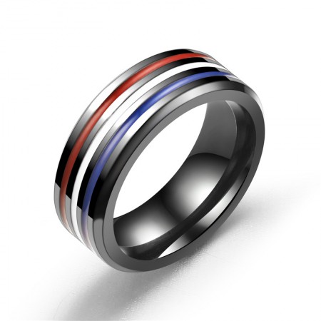 Personalized Stainless Steel Rainbow Men's Rings
