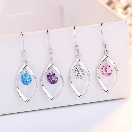 Pink Blue Purple White Earrings for Women Girlfriend Sterling Silver Dangle Earrings Jewelry Gifts for Christmas Anniversary