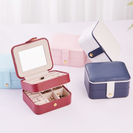 High Quality Jewelry Box Organizer - Women Two Layer Display Storage Case Large PU Leather Jewelry Holder with Lock for Earring Ring Necklace Bracelet