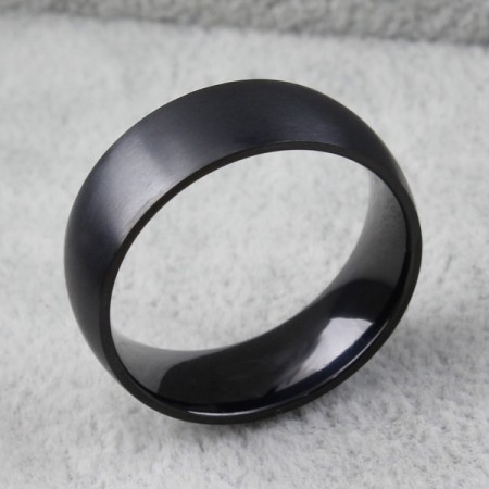 Cool Black Fine Grind Titanium Steel Men's Ring