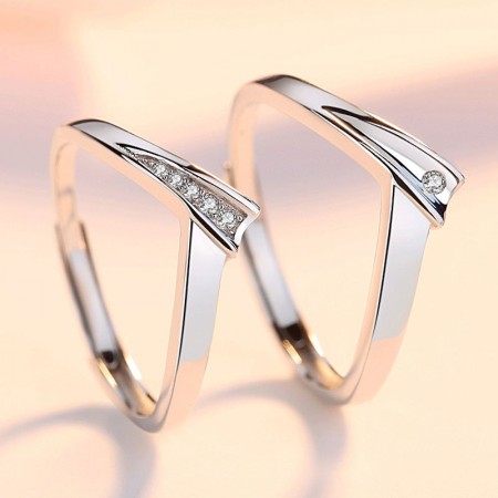 Simple Promise Rings For Couples In 925 Sterling Silver Adjustable Couple Rings