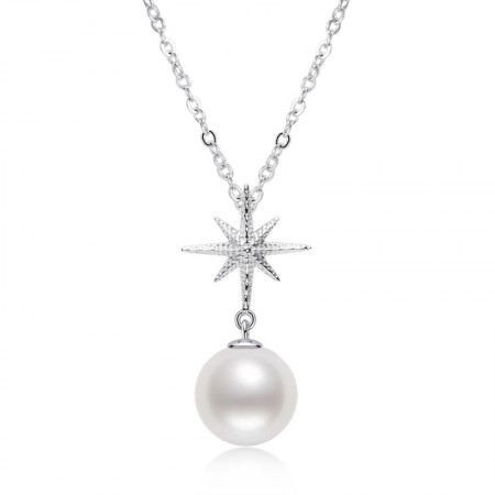 Starfish S925 Sterling Silver Pearl Necklace 7.5-8mm Round Freshwater Pearl Clavicle Chain