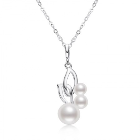 S925 Sterling Silver Japanese and Korean Ins Style Simple Round White Freshwater Pearl Pendant Personalized Pearl Necklace