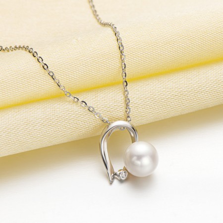 [PRIMAUTE] 韓国☆IU着用☆[SILVER925] PEARL NECKLACE Korean Girl S925 Sterling Silver Love Diamond Pearl Necklace