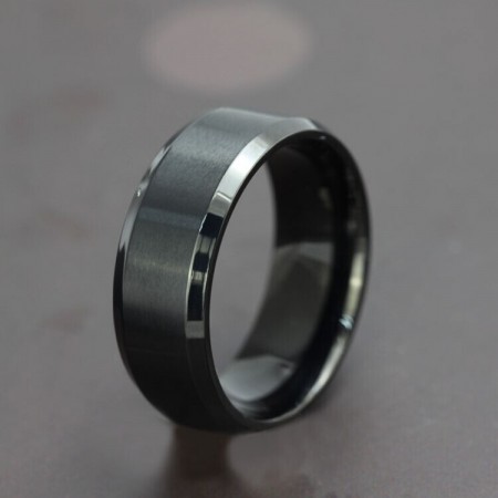 Simple Design Black Titanium Steel Men's Ring