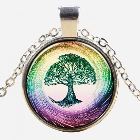 Charming Silver-plated Colorful Tree Shape Time Gemstone Necklace For Women
