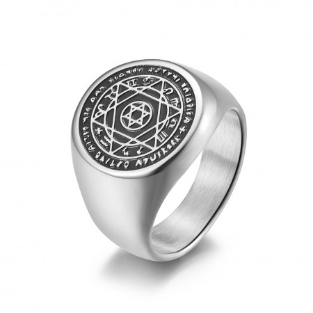 Six-Pointed Star Zodiac Guardian Titanium Steel Ring for Men in 2 Colors