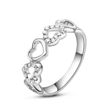 Heart-Shaped S925 Silver Inlaid Shine Cubic Zirconia Engagement Ring
