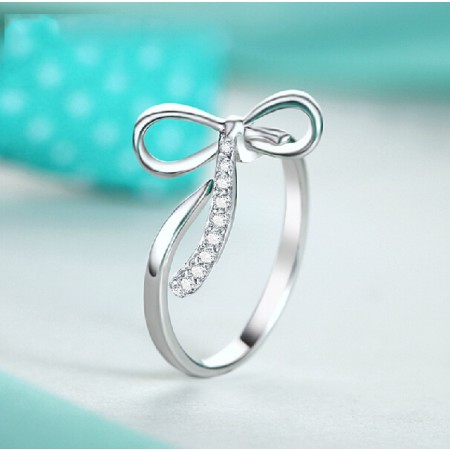 Adjustable White Gold Plated 925 Sterling Silver Opening Ring