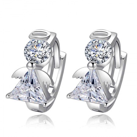Luxury 925 Sterling Silver Crystal Angel Women's Earring
