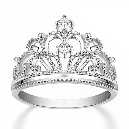 Elegant NSCD Diamond Decorated Crown Women's Ring