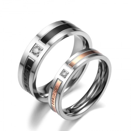 Stunning Design 'Loyal And Steadfast' And 'Endless Love' Engraved Lover's Titanium Ring(Price For A Pair)