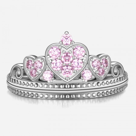 Original Designed Heart Element Pink CZ 925 Sterling Silver Ring