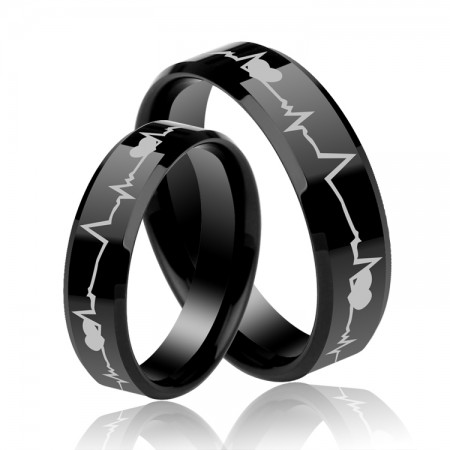 Heartbeat Lovers Telepathy Rings Top Tungsten Steel Rings For Lovers(Price For a Pair)