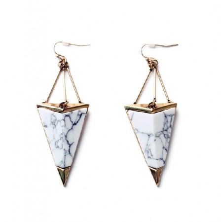 Fashion Western Style Alloy Geometric Triangular Stone Drop Earrings
