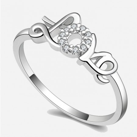 Charming 925 Sterling Silver LOVE Diamond Women's Ring