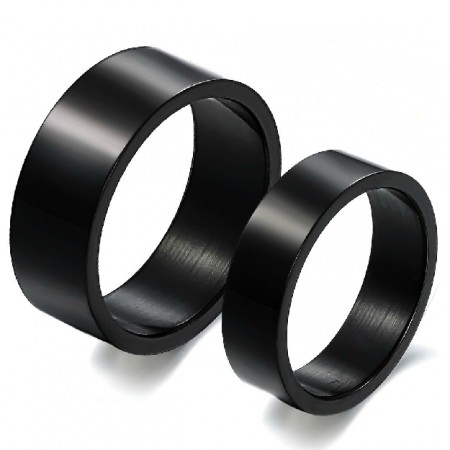 Pure Black Titanium Steel Lover Rings Engravable Wedding Bands Matching Set(Price For A Pair)
