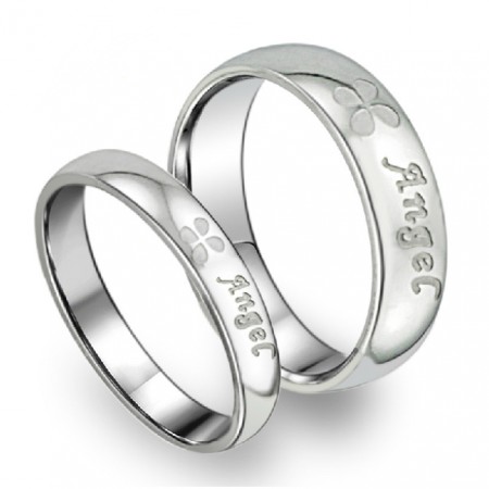 You Are My Angel Lover Rings Engravable Titanium Steel Promise Band Matching Set(Price For A Pair)