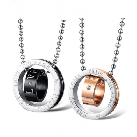 Beautiful Engravable Titanium Steel Lover Necklace(Price For A Pair)