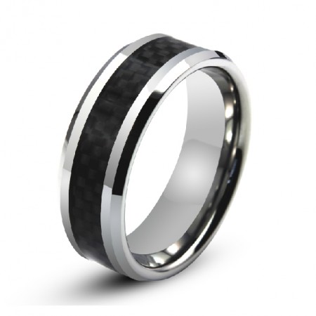 Men's Engravable Tungsten Ring With Carbon Fiber