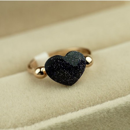 Lovely Cute Black Heart&Love Women's Cocktail Ring