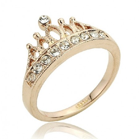 Fashion Elegant Gold Plated 18K Women's Crown Ring