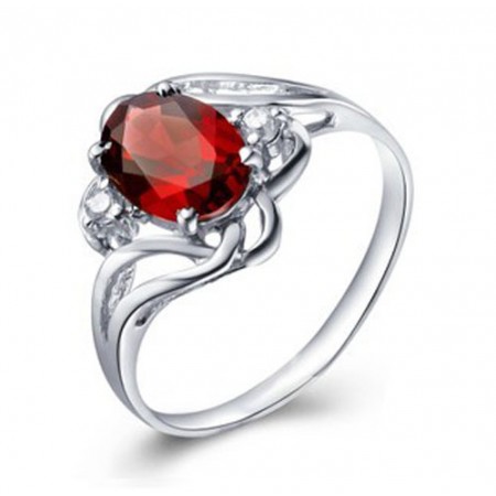 New Arrival Big Mozambique Red Garnet 925 Sterling Silvery Ruby Ring