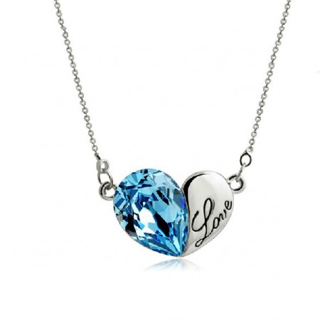 Sweet Love Heart-shaped Crystal Lover Necklace