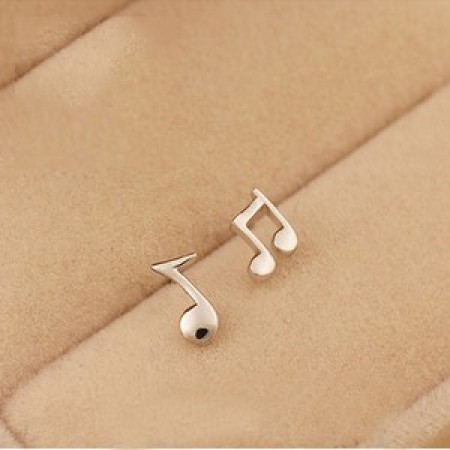 Gold Plated Titanium Stainless Steel Musical Note Women's Pair of Earrings