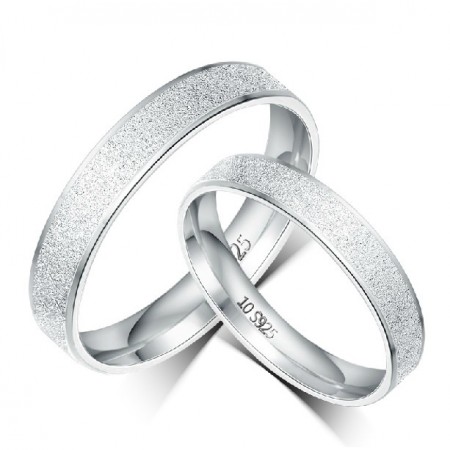 Sanded Smooth Simple Style 925 Sterling Silver Couple Rings (Price For a Pair)