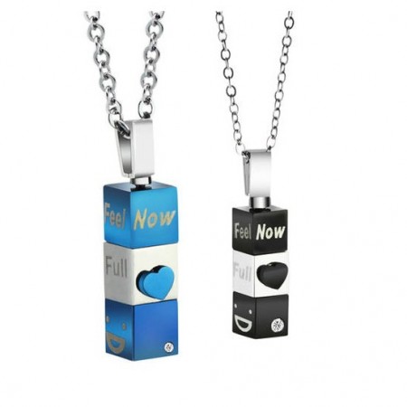 Unique Design With Letters Engraved Pendant Stainless Steel Lovers Necklaces (Price For a Pair)