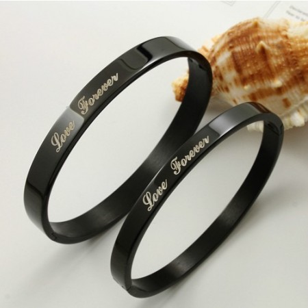 Fashionable Love Forever Black Titanium Lovers Bracelets(Price For A Pair)