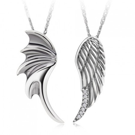 New Arrival Romantic Angel's Wings Lover's Sterling Silver Necklace(Price For A Pair)